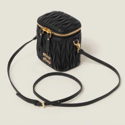 Black Matelassé Nappa Leather Micro Bag | Miu Miu