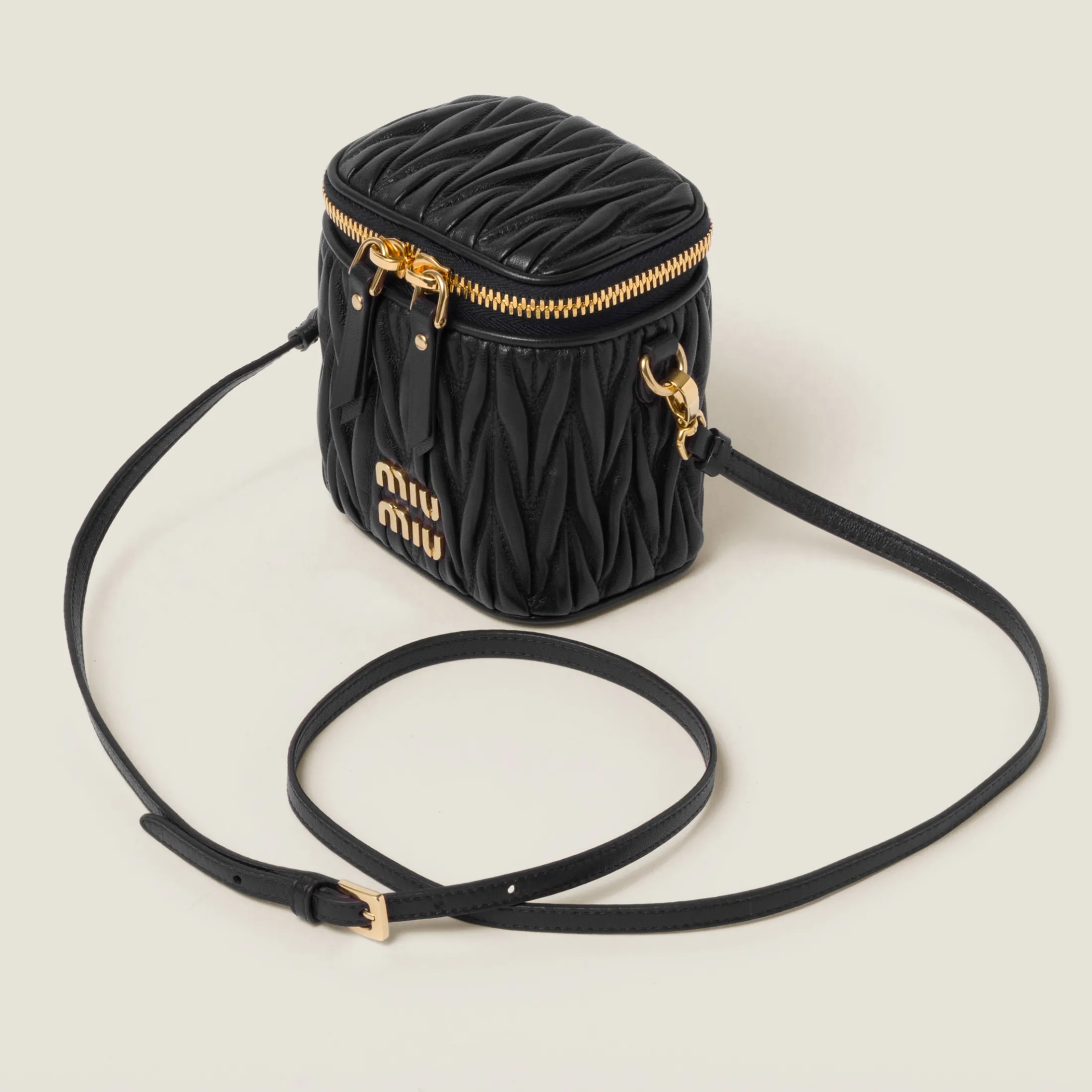 Black Matelassé Nappa Leather Micro Bag | Miu Miu