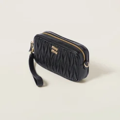 Black Matelassé Nappa Leather Pouch | Miu Miu