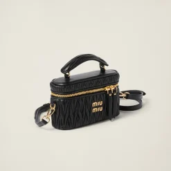 Black Matelassé Nappa Leather Shoulder Bag | Miu Miu