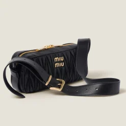 Black Matelassé Nappa Leather Shoulder Bag | Miu Miu