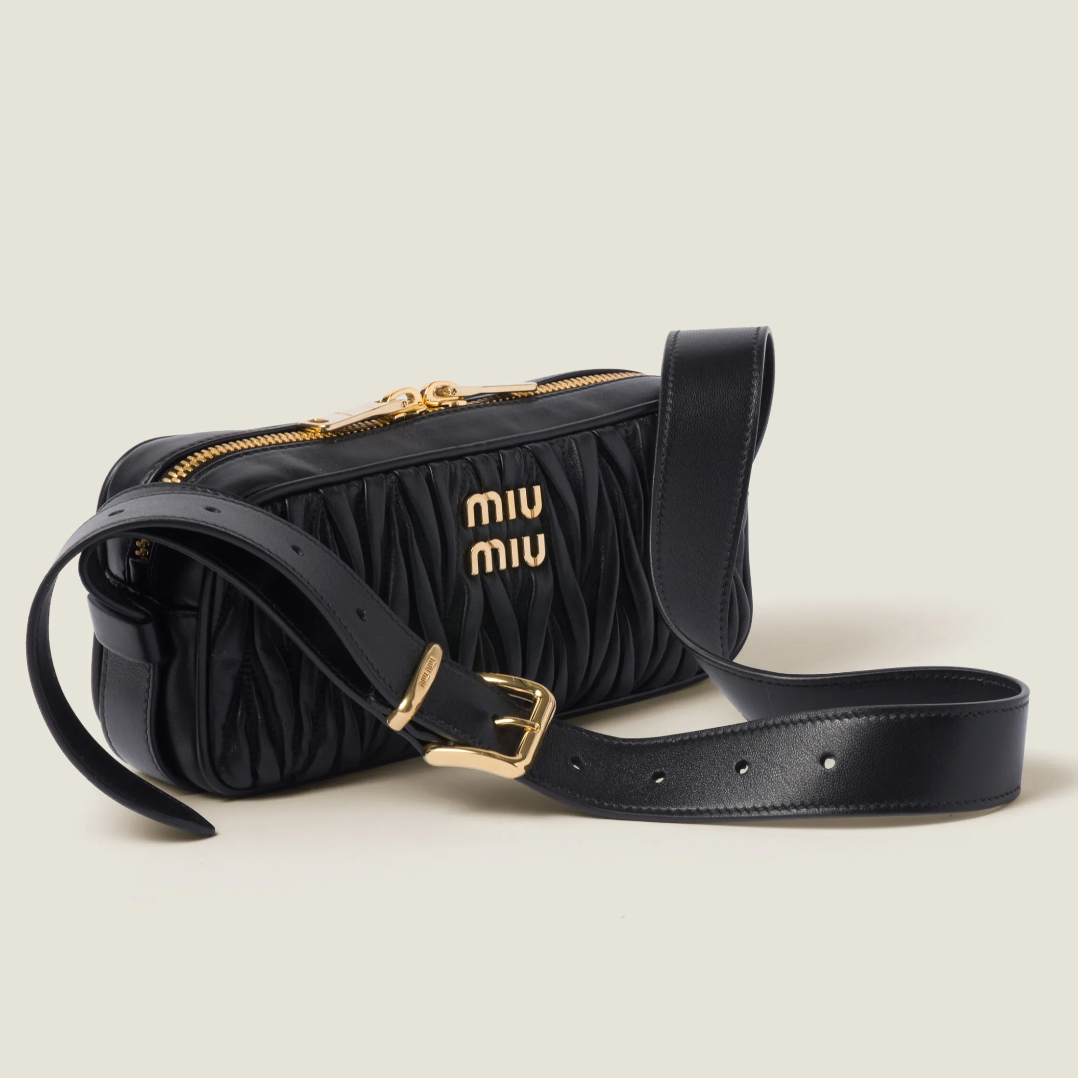 Black Matelassé Nappa Leather Shoulder Bag | Miu Miu