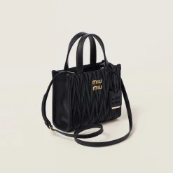 Black Matelassé Nappa Leather Handbag | Miu Miu