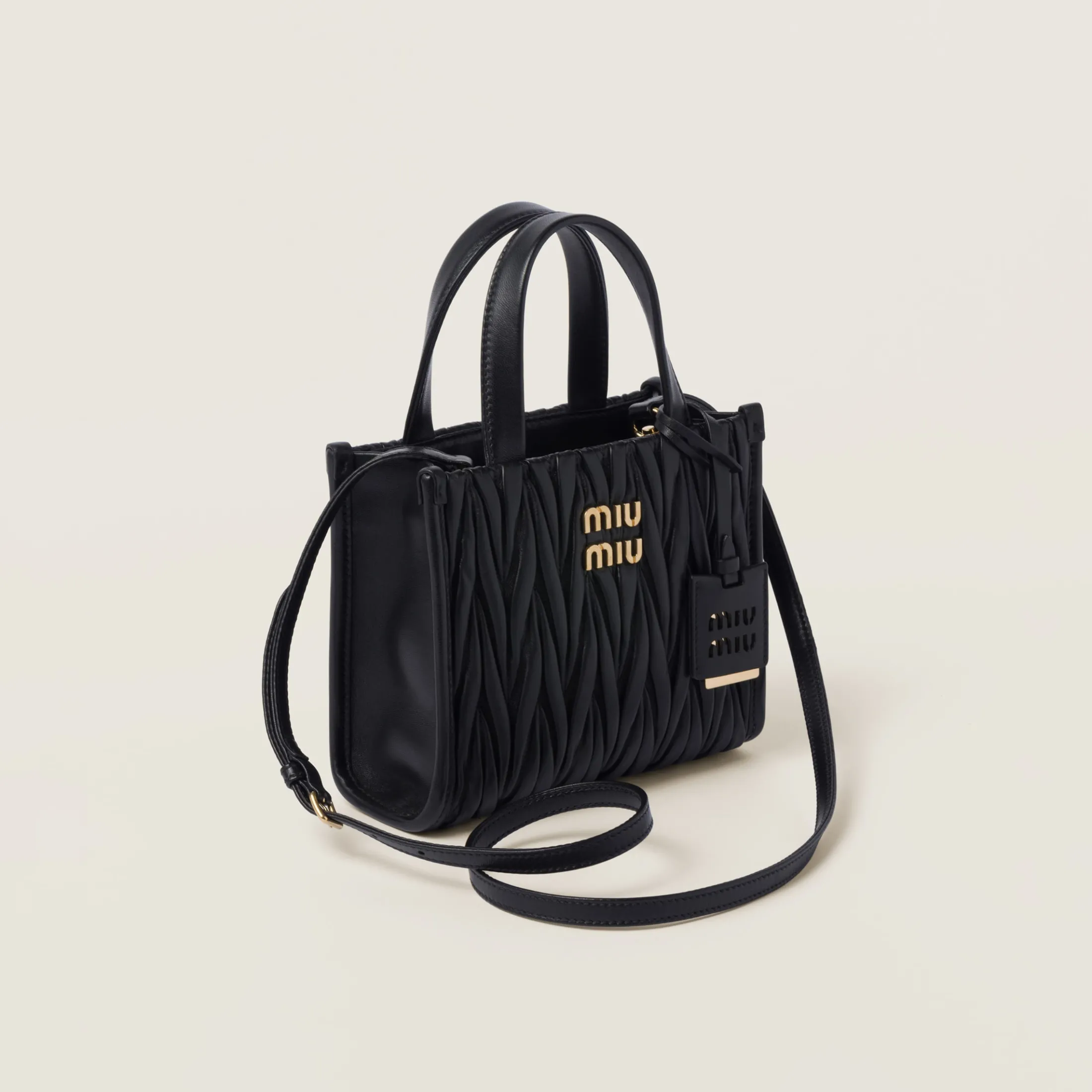 Black Matelassé Nappa Leather Handbag | Miu Miu