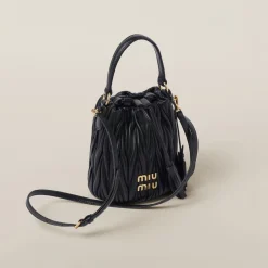 Black Matelassé Nappa Leather Bucket Bag | Miu Miu
