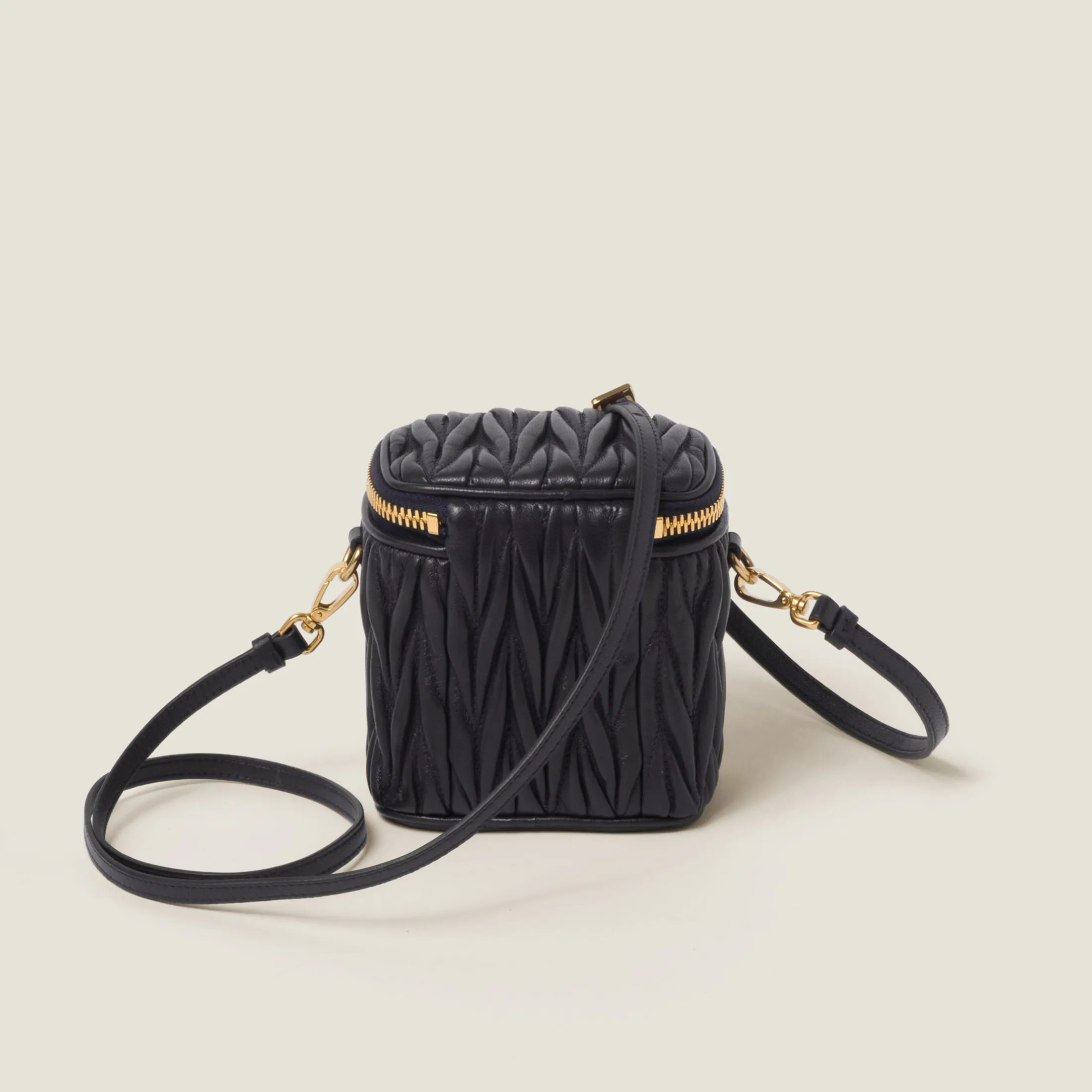 Black Matelassé Nappa Leather Micro Bag | Miu Miu