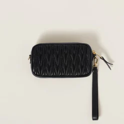 Black Matelassé Nappa Leather Pouch | Miu Miu
