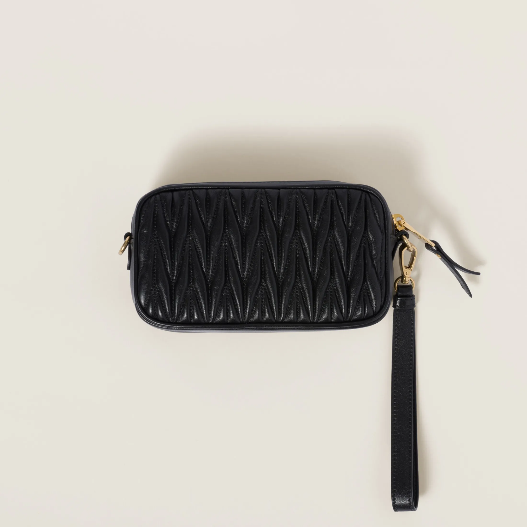 Black Matelassé Nappa Leather Pouch | Miu Miu