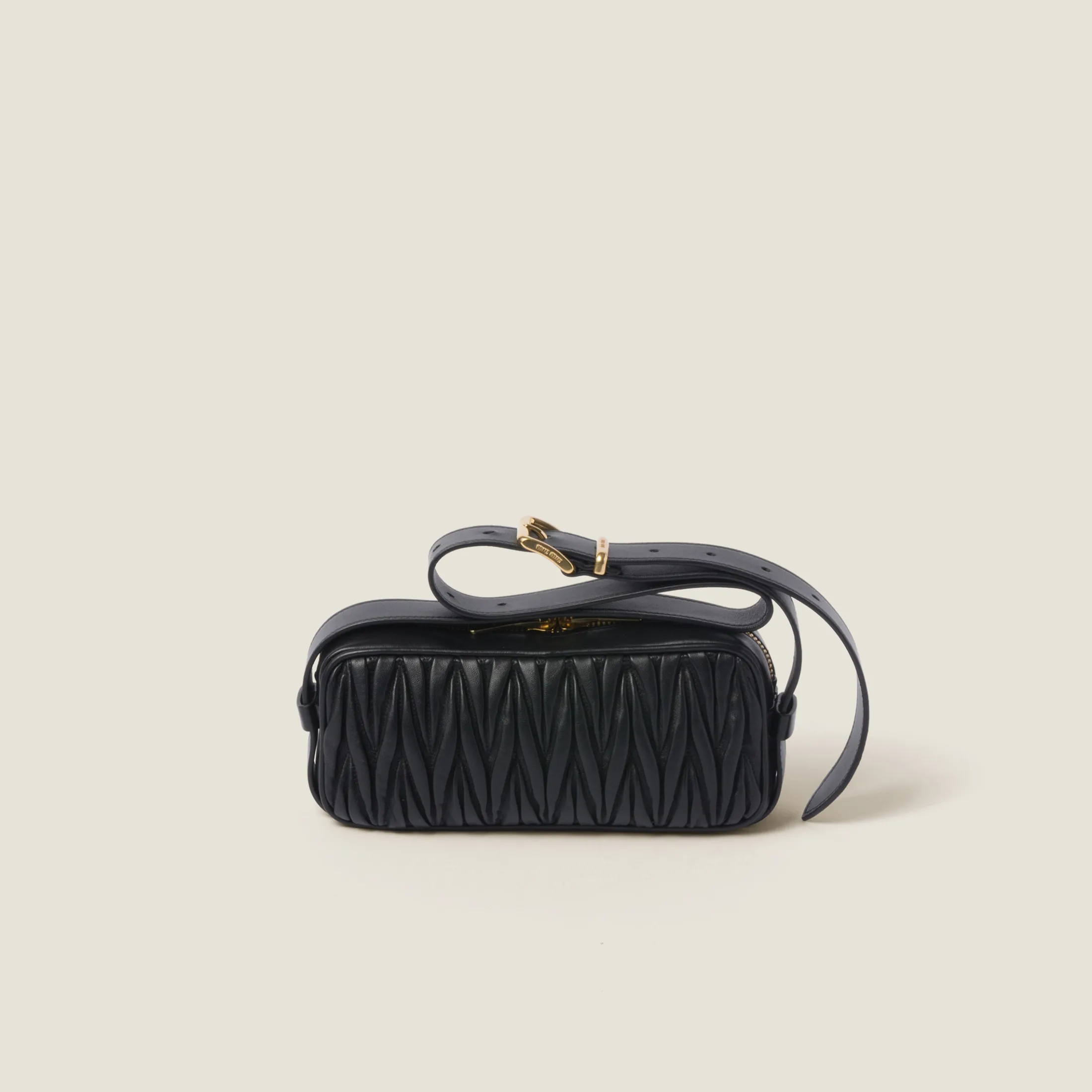 Black Matelassé Nappa Leather Shoulder Bag | Miu Miu