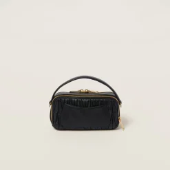 Black Matelassé Nappa Leather Shoulder Bag | Miu Miu