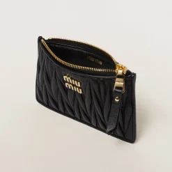 Black Matelassé Nappa Leather Envelope Wallet | Miu Miu