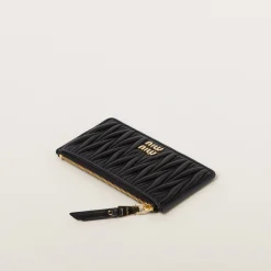 Black Matelassé Nappa Leather Envelope Wallet | Miu Miu