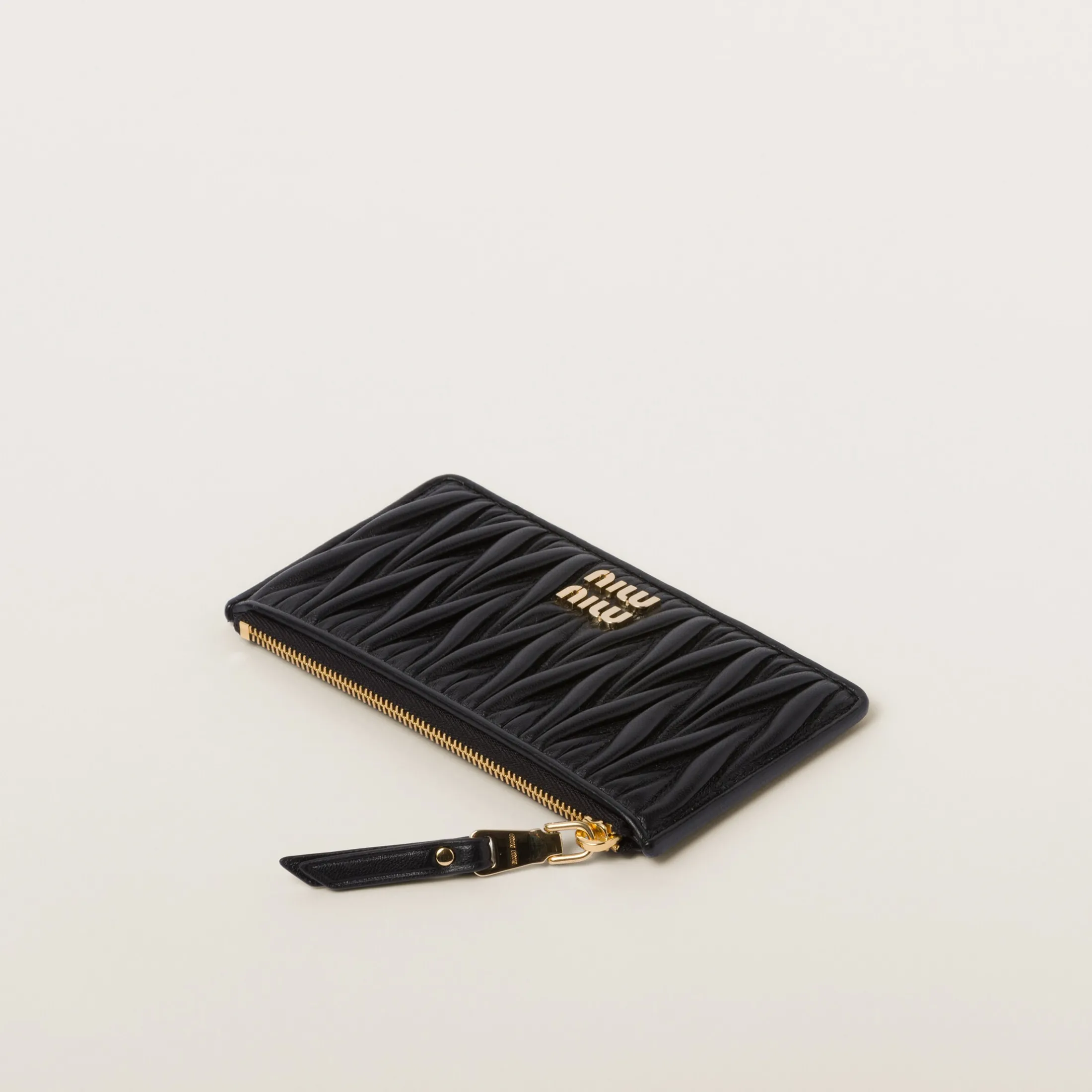 Black Matelassé Nappa Leather Envelope Wallet | Miu Miu