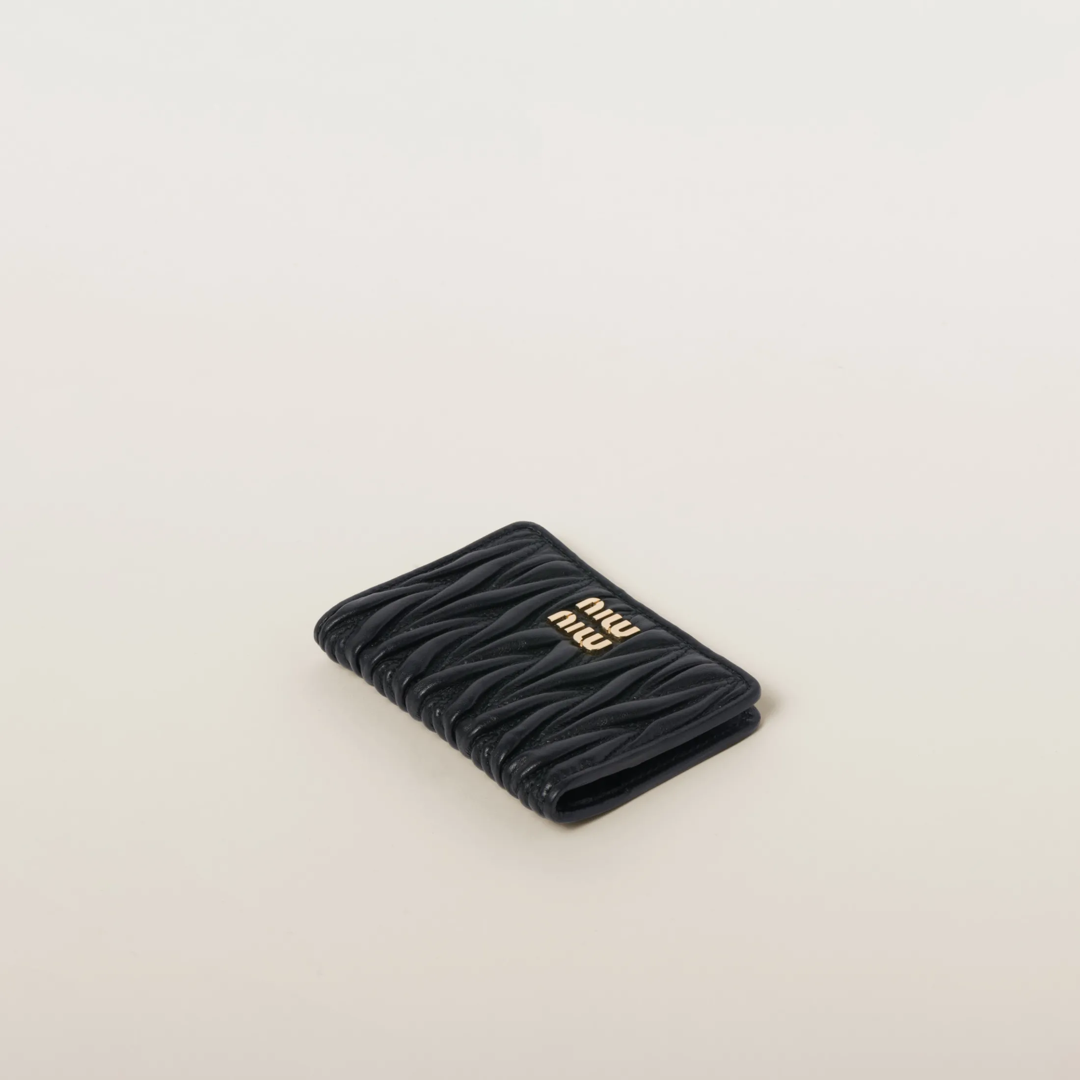 Black Matelassé Nappa Leather Card Holder | Miu Miu