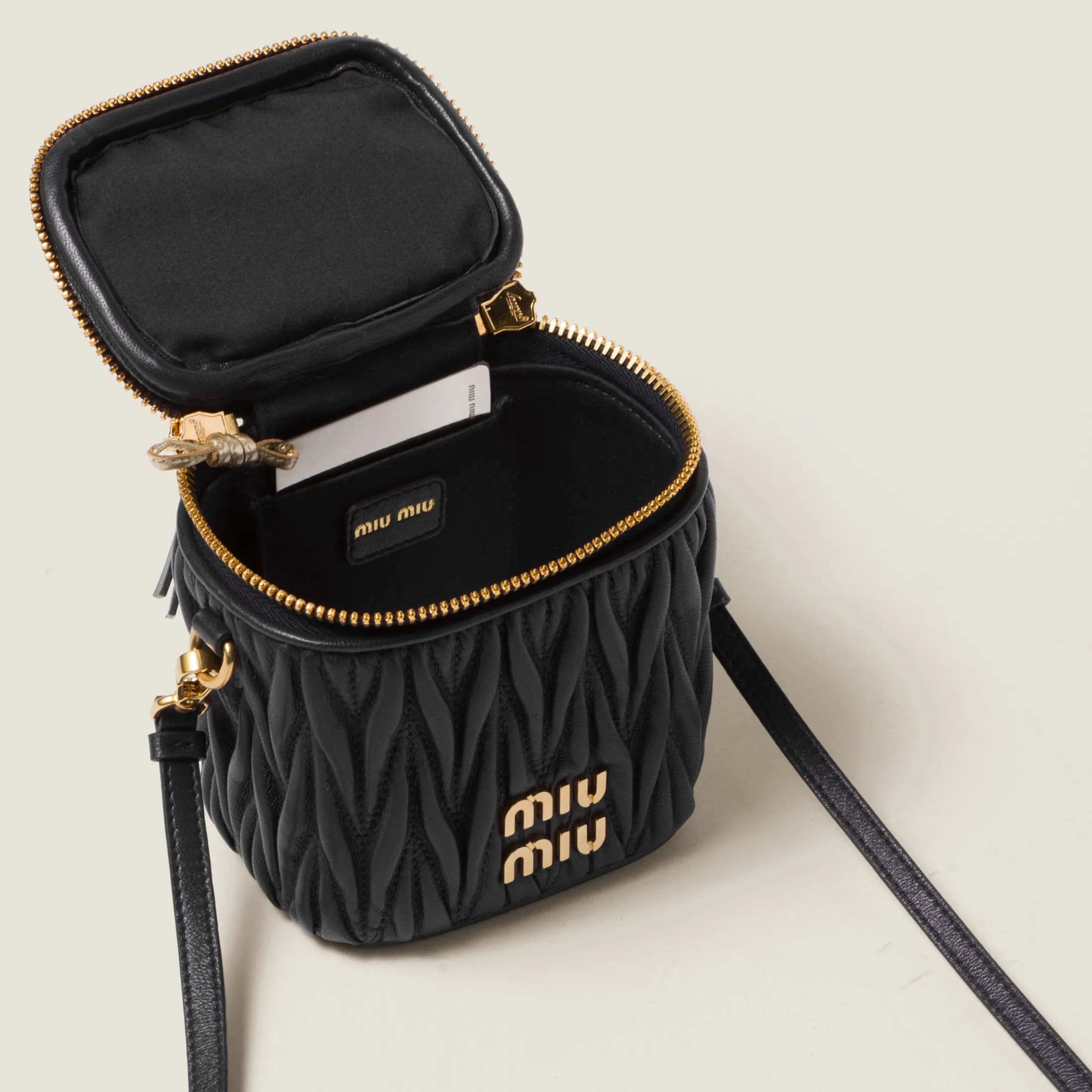 Black Matelassé Nappa Leather Micro Bag | Miu Miu