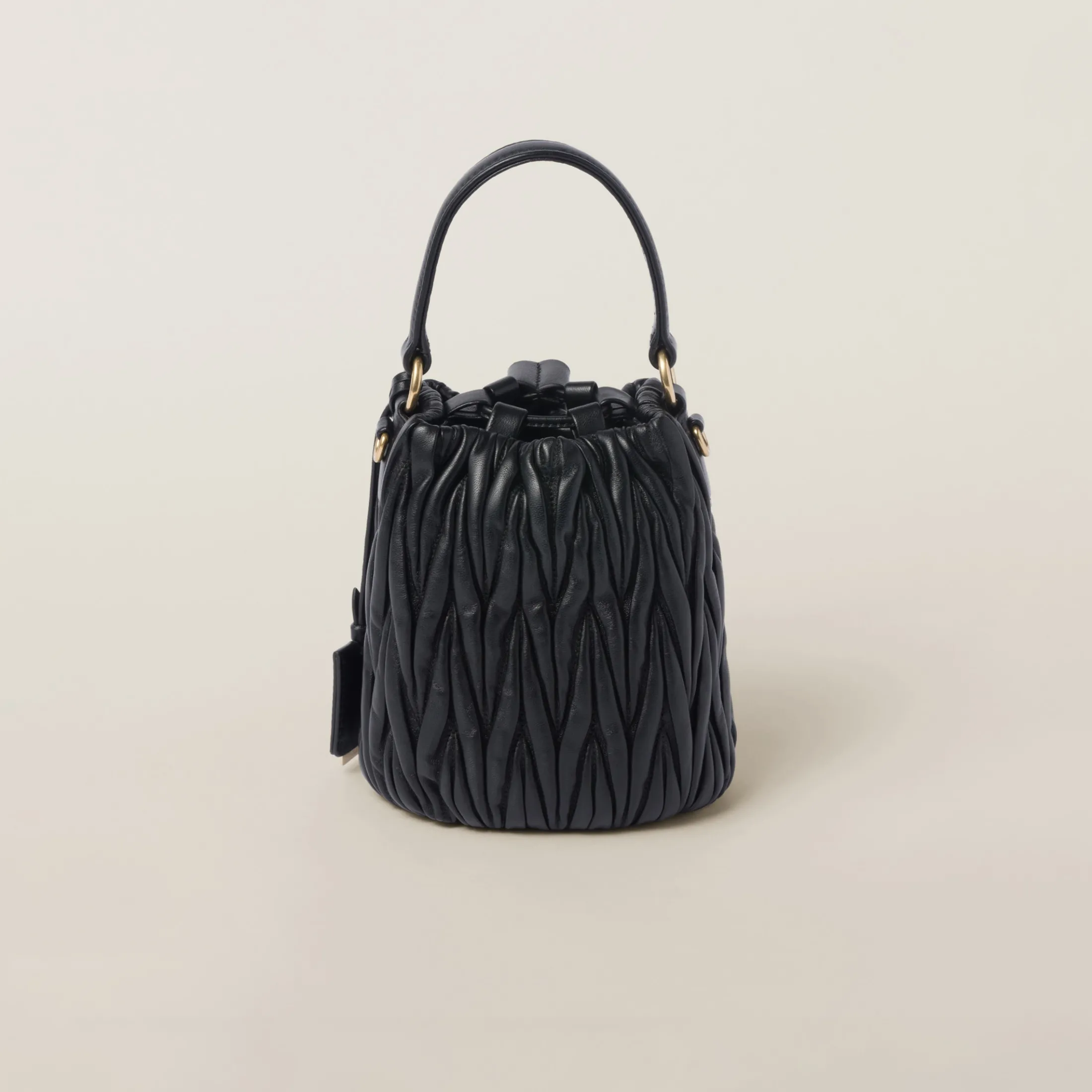 Black Matelassé Nappa Leather Bucket Bag | Miu Miu