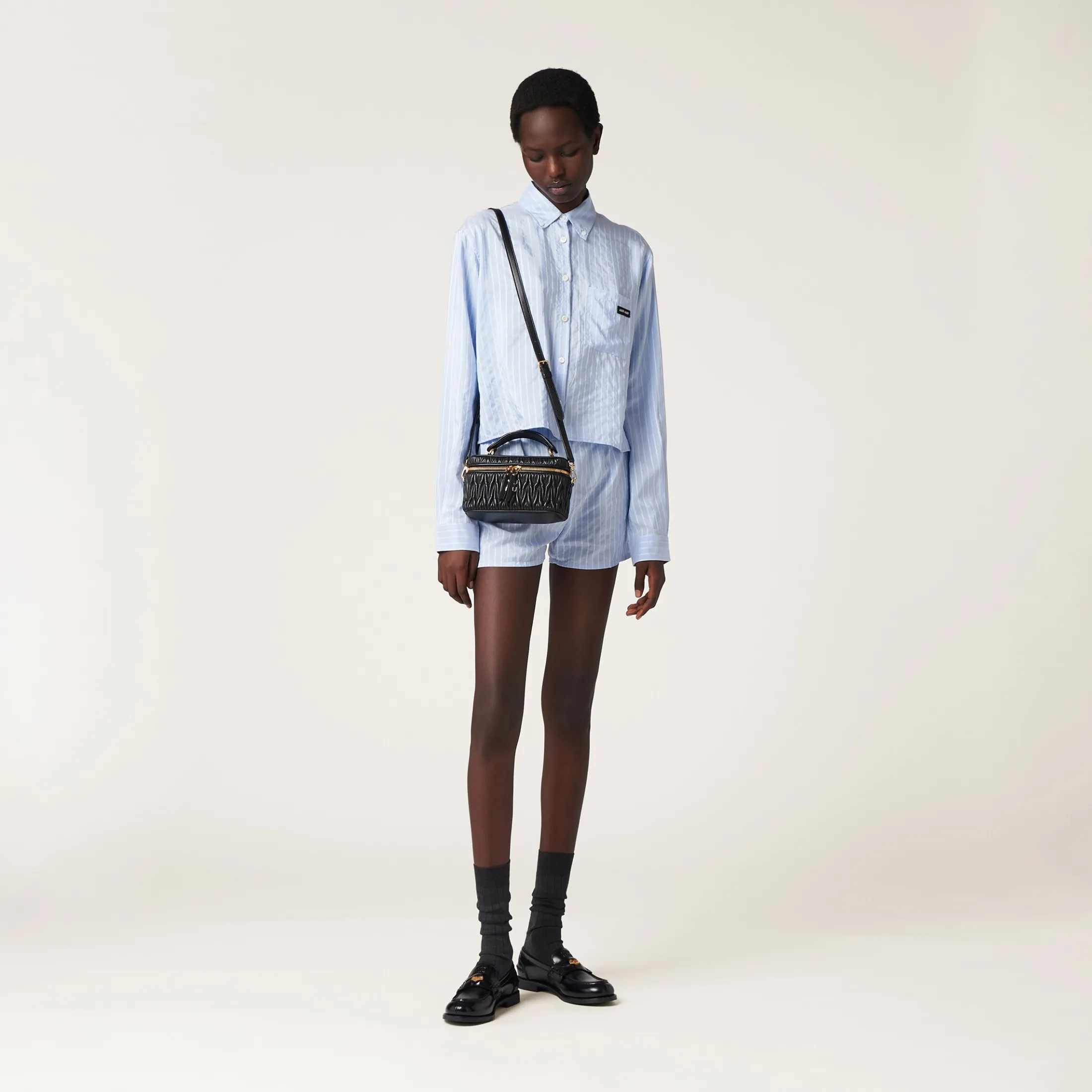 Black Matelassé Nappa Leather Shoulder Bag | Miu Miu