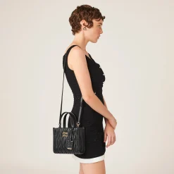 Black Matelassé Nappa Leather Handbag | Miu Miu