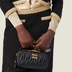Black Matelassé Nappa Leather Shoulder Bag | Miu Miu