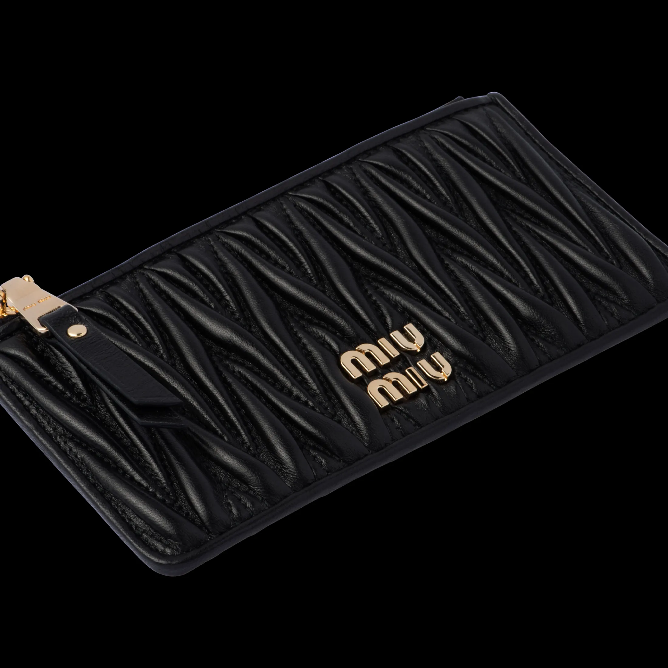 Black Matelassé Nappa Leather Envelope Wallet | Miu Miu