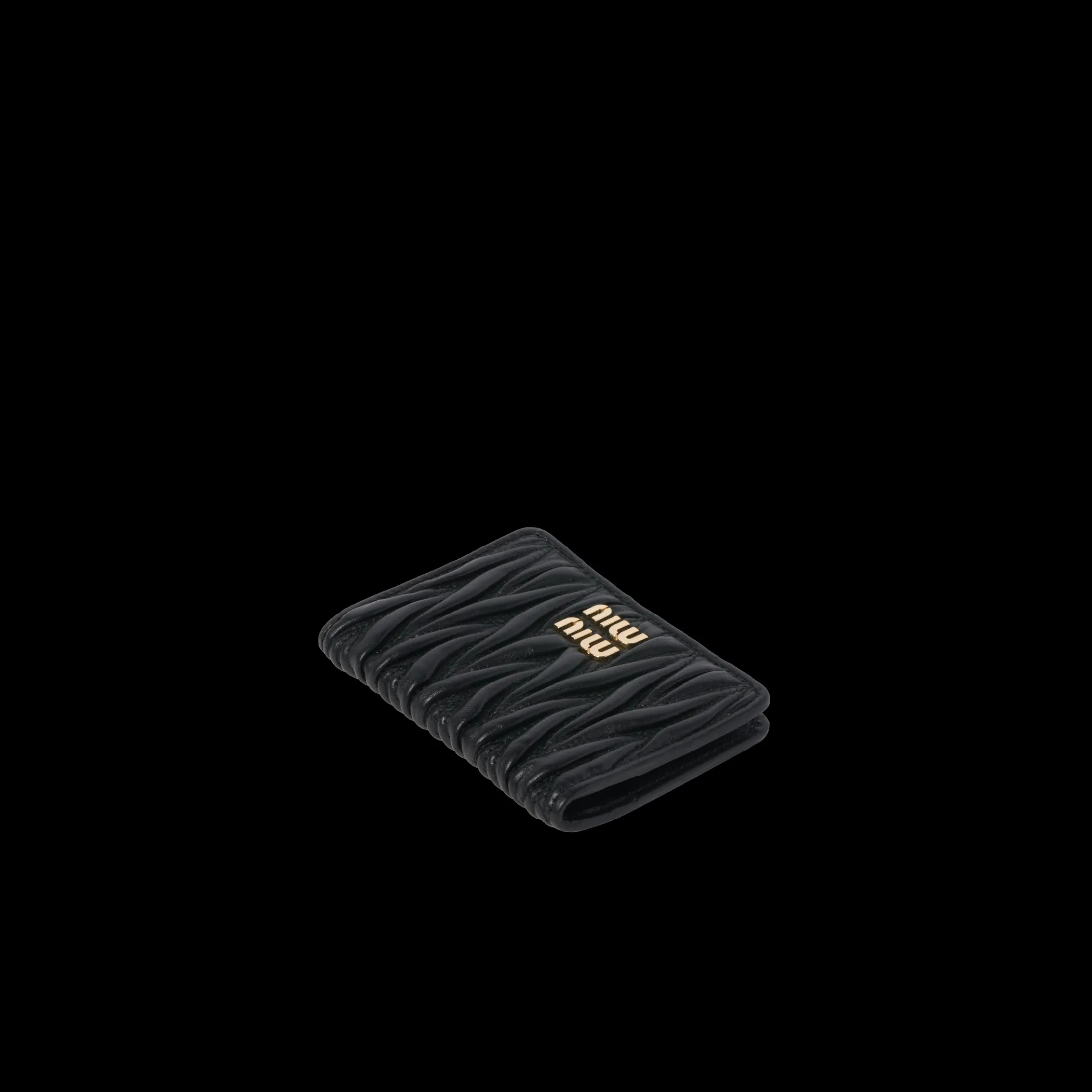 Black Matelassé Nappa Leather Card Holder | Miu Miu