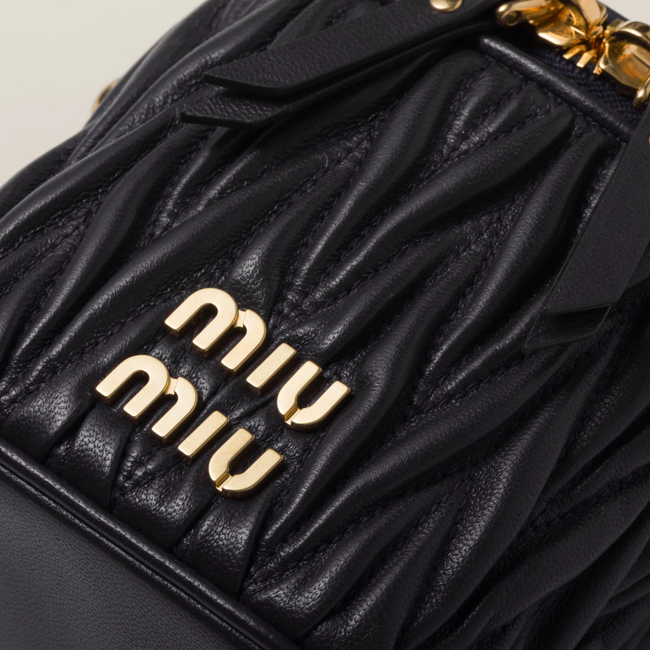 Black Matelassé Nappa Leather Micro Bag | Miu Miu