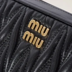 Black Matelassé Nappa Leather Pouch | Miu Miu