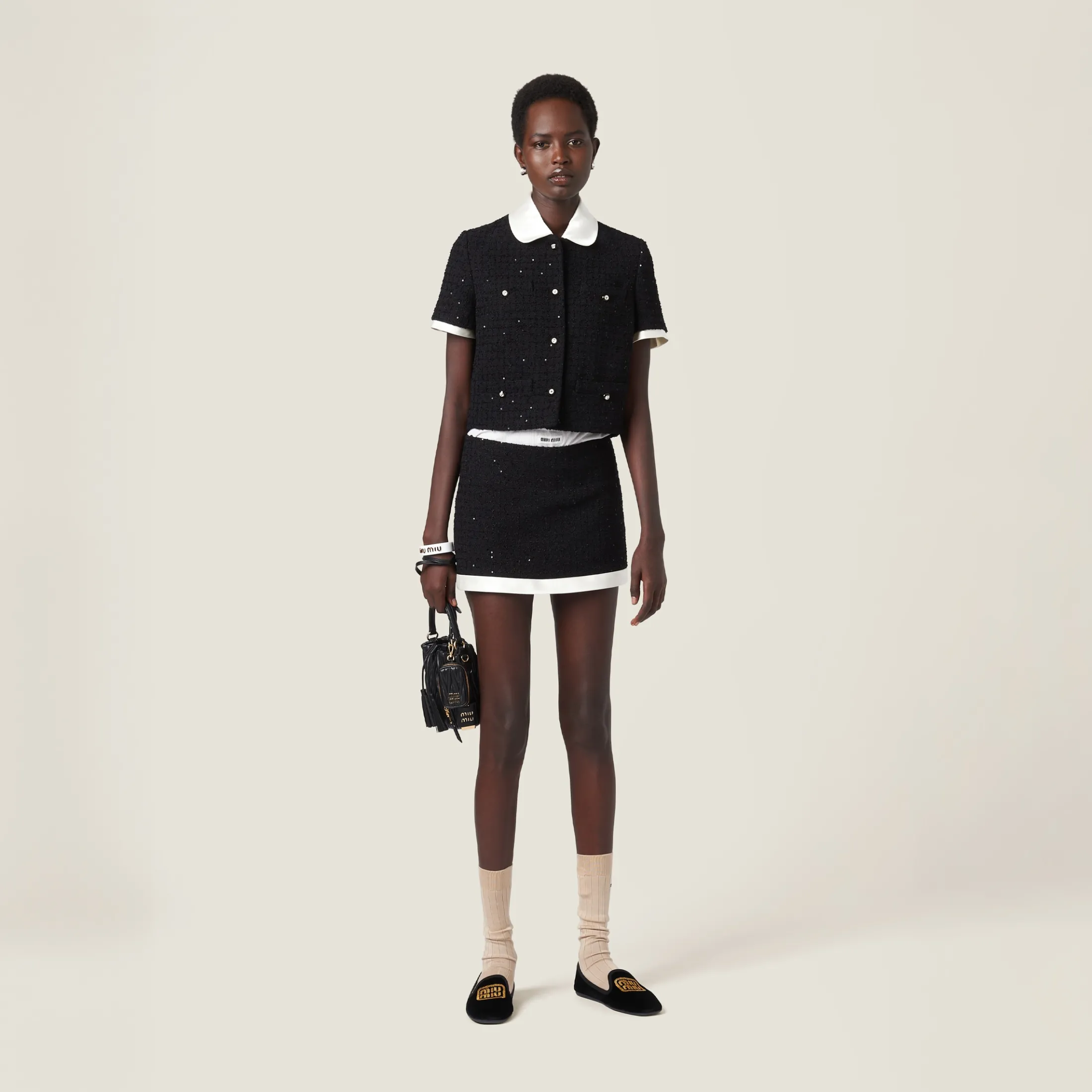 Black Matelassé Nappa Leather Bucket Bag | Miu Miu