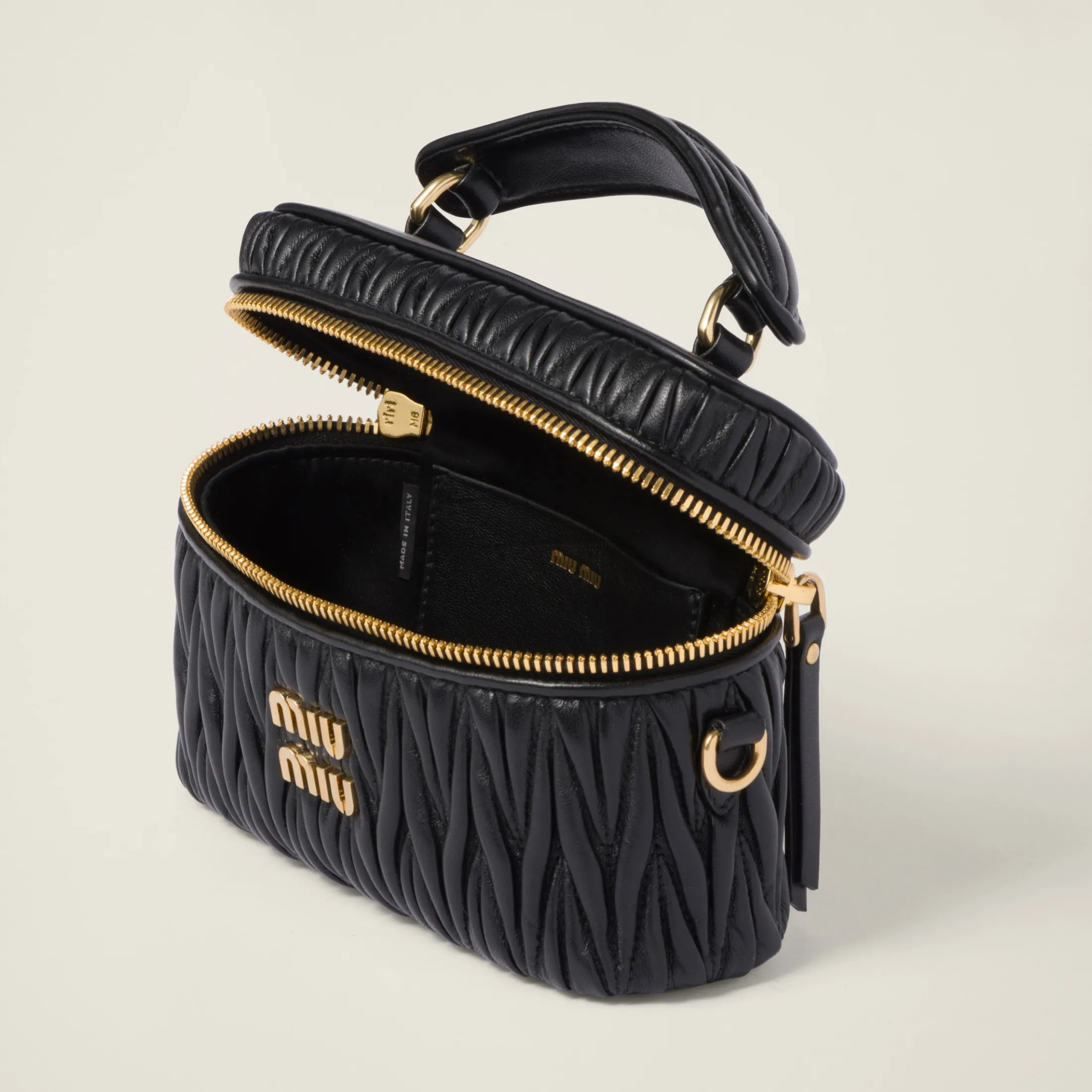 Black Matelassé Nappa Leather Shoulder Bag | Miu Miu