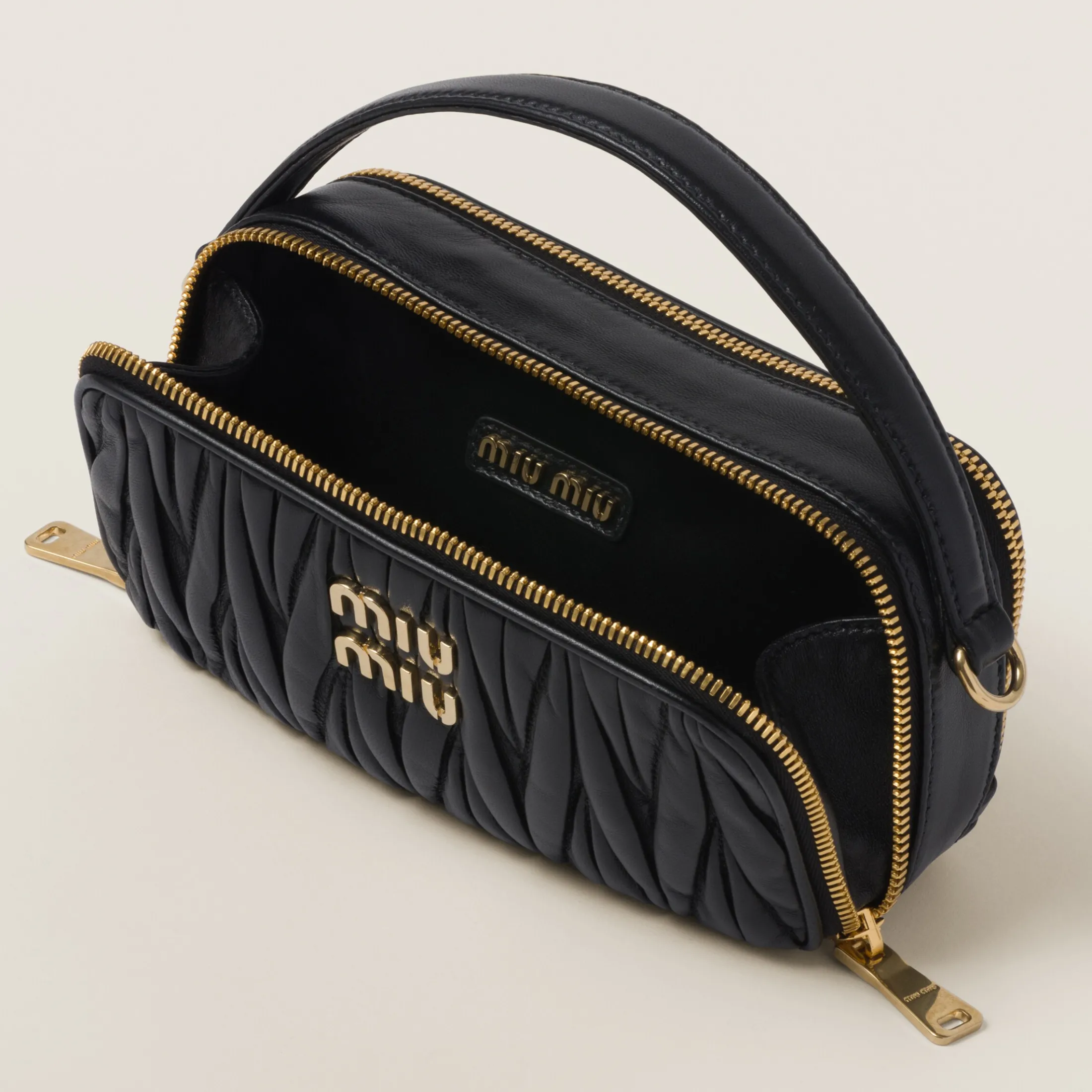 Black Matelassé Nappa Leather Shoulder Bag | Miu Miu