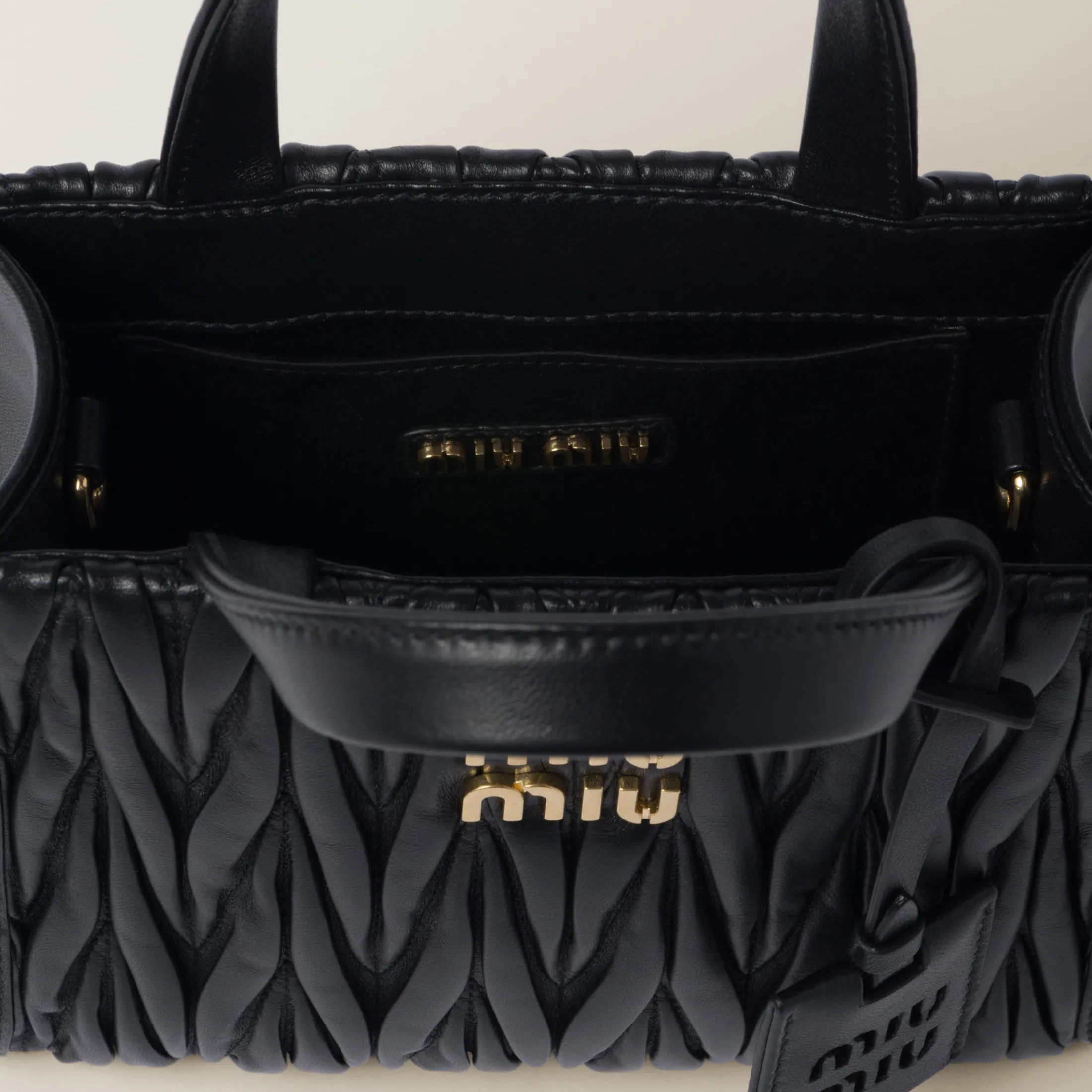 Black Matelassé Nappa Leather Handbag | Miu Miu