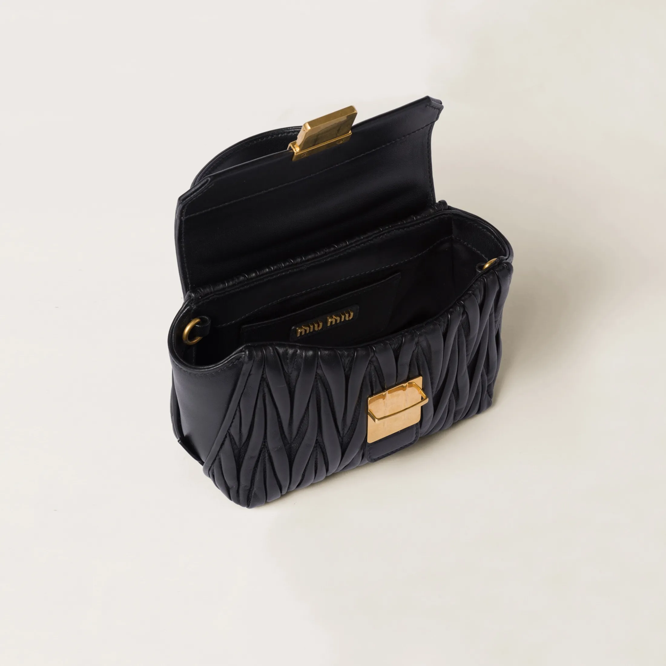Black Matelassé Nappa Leather Mini-bag | Miu Miu
