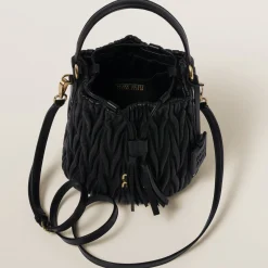 Black Matelassé Nappa Leather Bucket Bag | Miu Miu