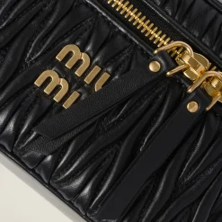Black Matelassé Nappa Leather Shoulder Bag | Miu Miu