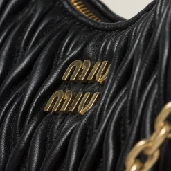 Black Matelassé Nappa Leather Shoulder Bag | Miu Miu