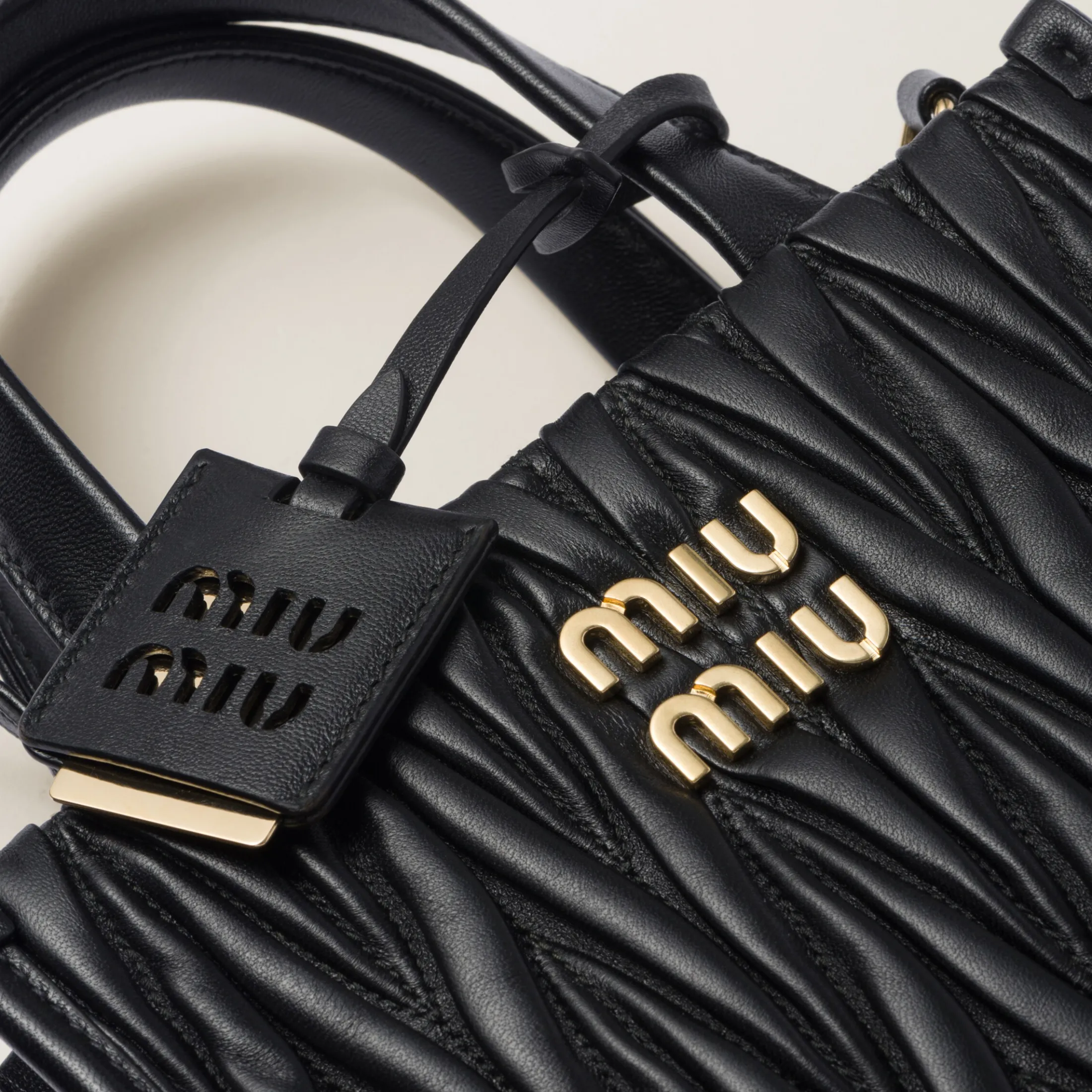 Black Matelassé Nappa Leather Handbag | Miu Miu