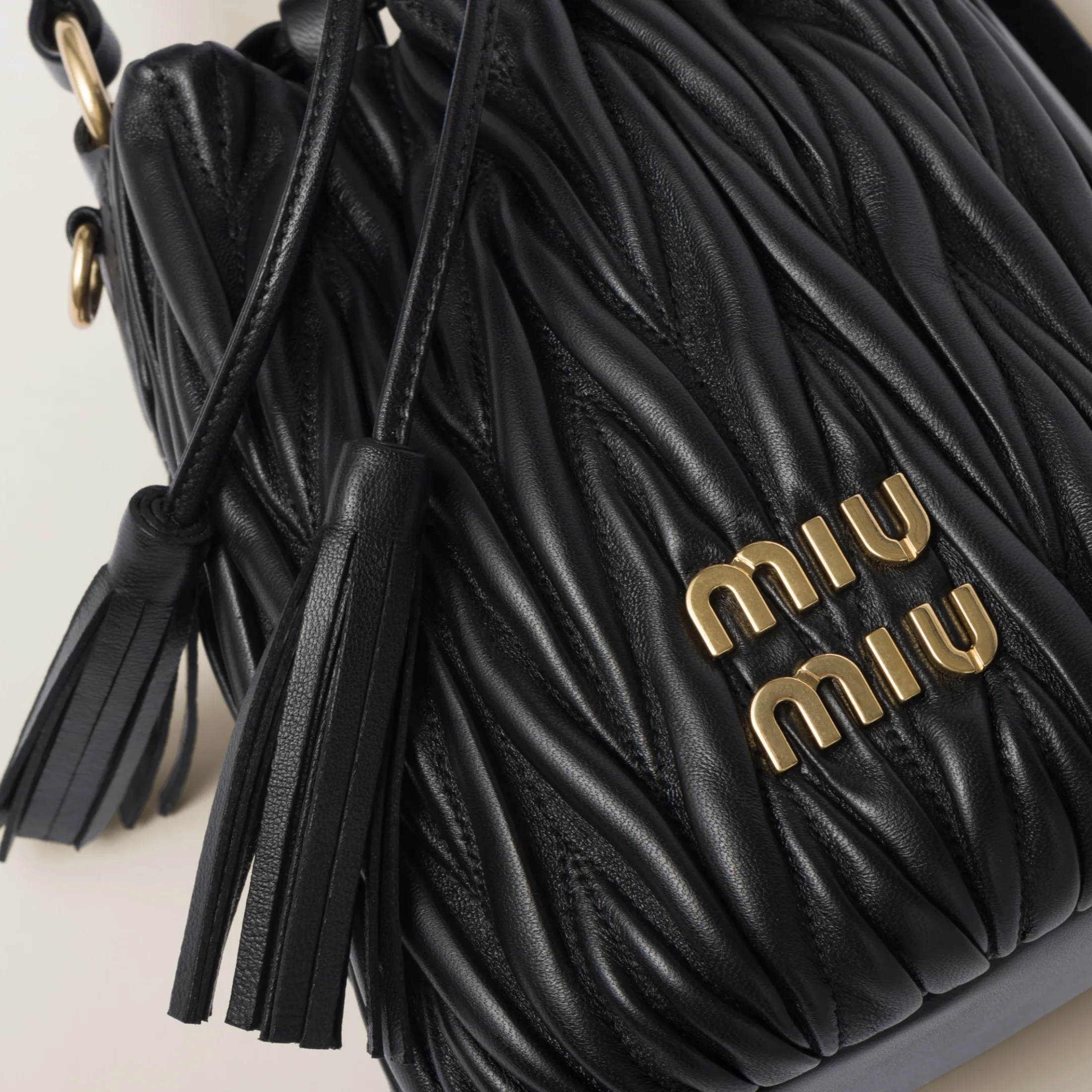 Black Matelassé Nappa Leather Bucket Bag | Miu Miu