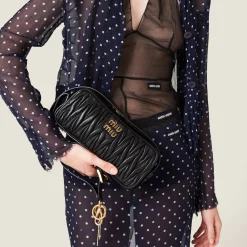 Black Matelassé Nappa Leather Shoulder Bag | Miu Miu