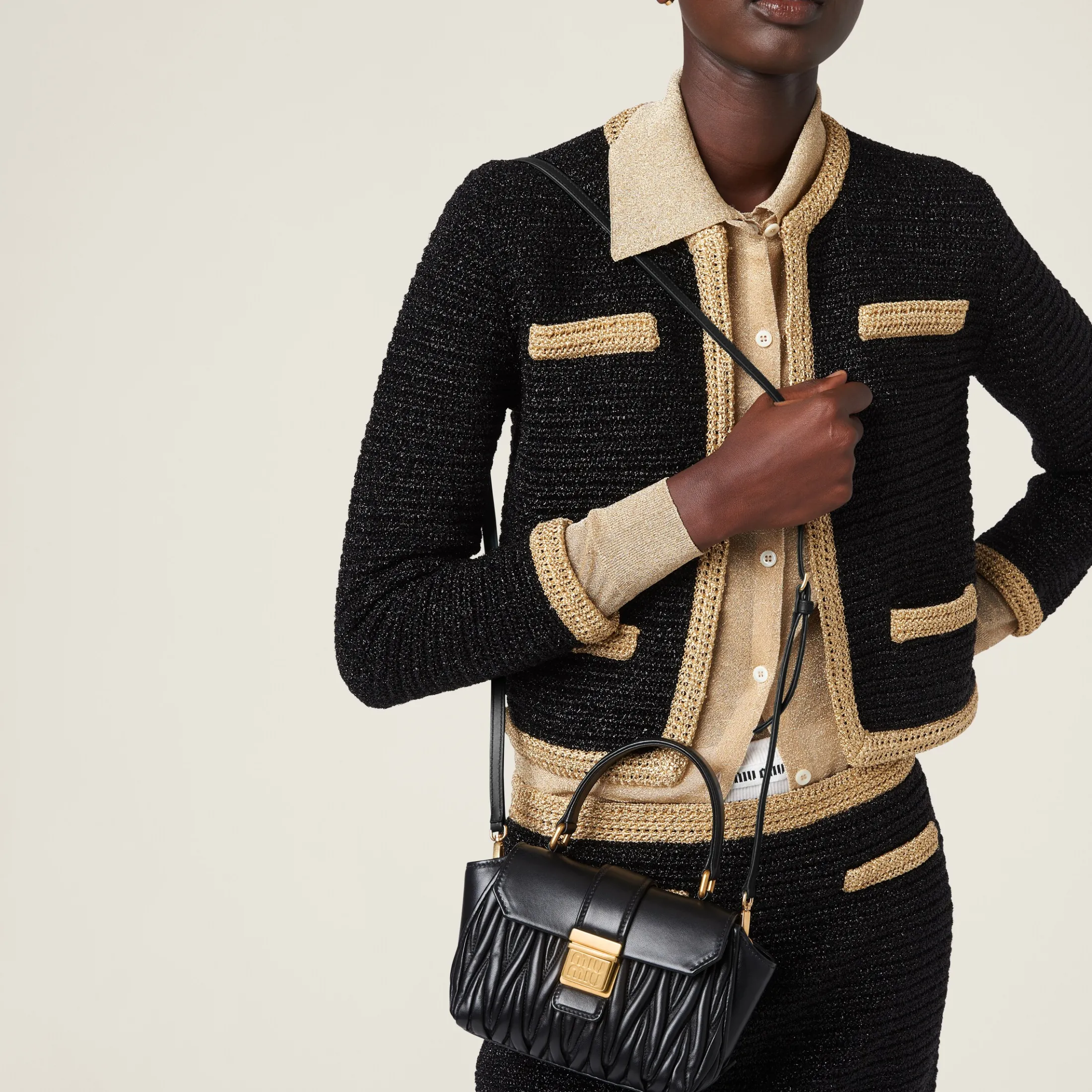 Black Matelassé Nappa Leather Mini-bag | Miu Miu
