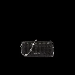 Black Miu Crystal Nappa Leather And Crystal Mini-bag | Miu Miu