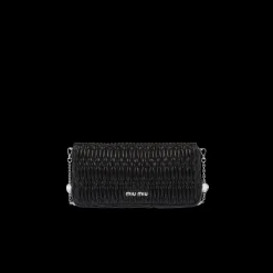 Black Miu Miu Iconic Crystal Cloqué Nappa Leather Bag | Miu Miu