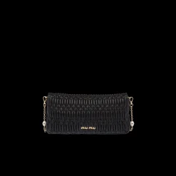 Black Miu Miu Iconic Crystal Cloqué Nappa Leather Bag | Miu Miu