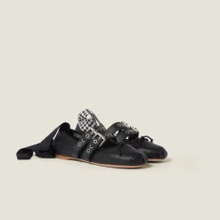 Black Nappa And Calf Leather Ballerinas | Miu Miu