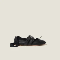 Black Nappa And Calf Leather Ballerinas | Miu Miu