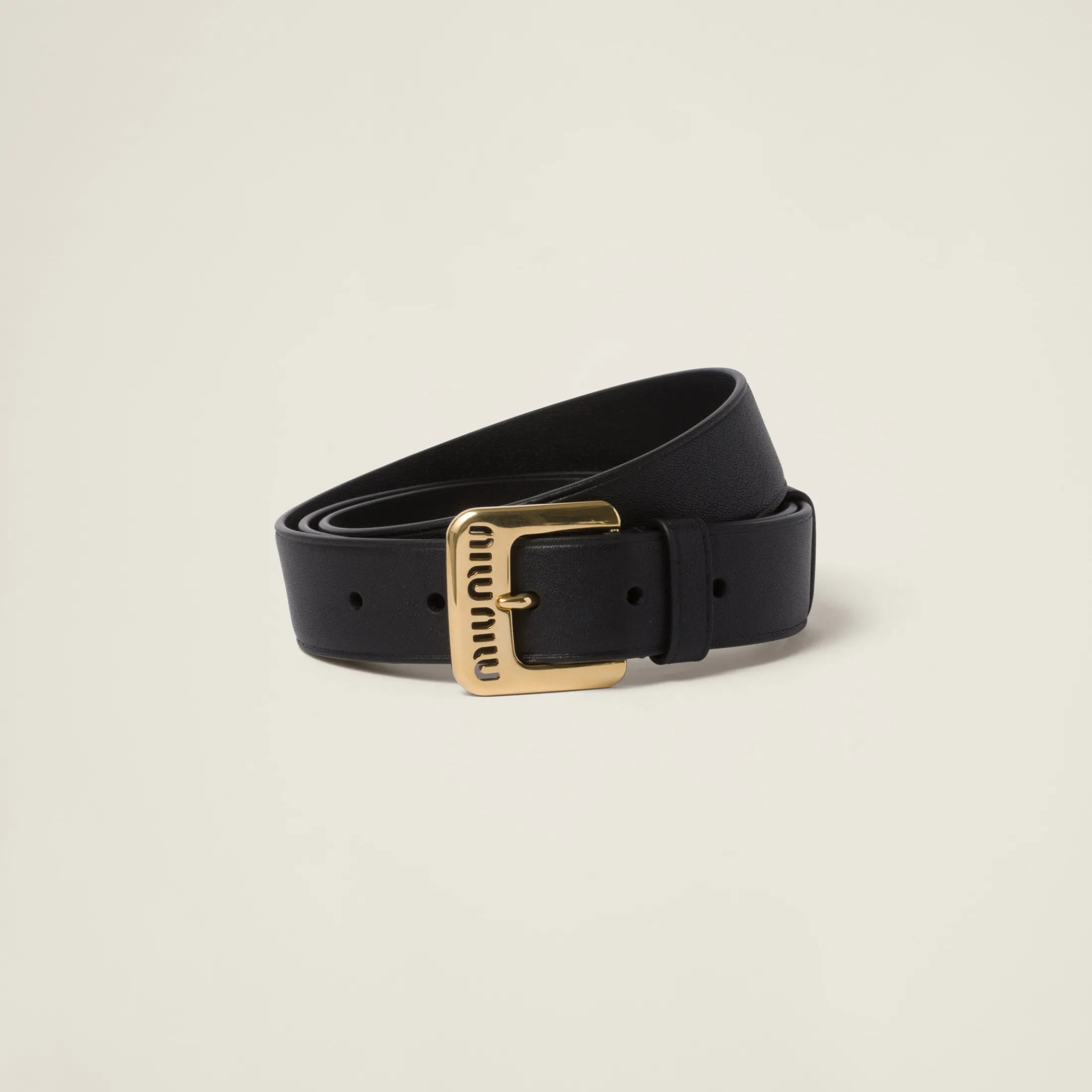 Black Nappa Leather Belt | Miu Miu