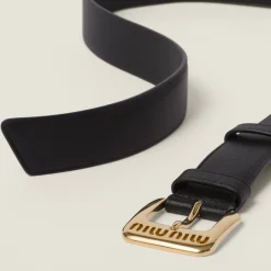 Black Nappa Leather Belt | Miu Miu