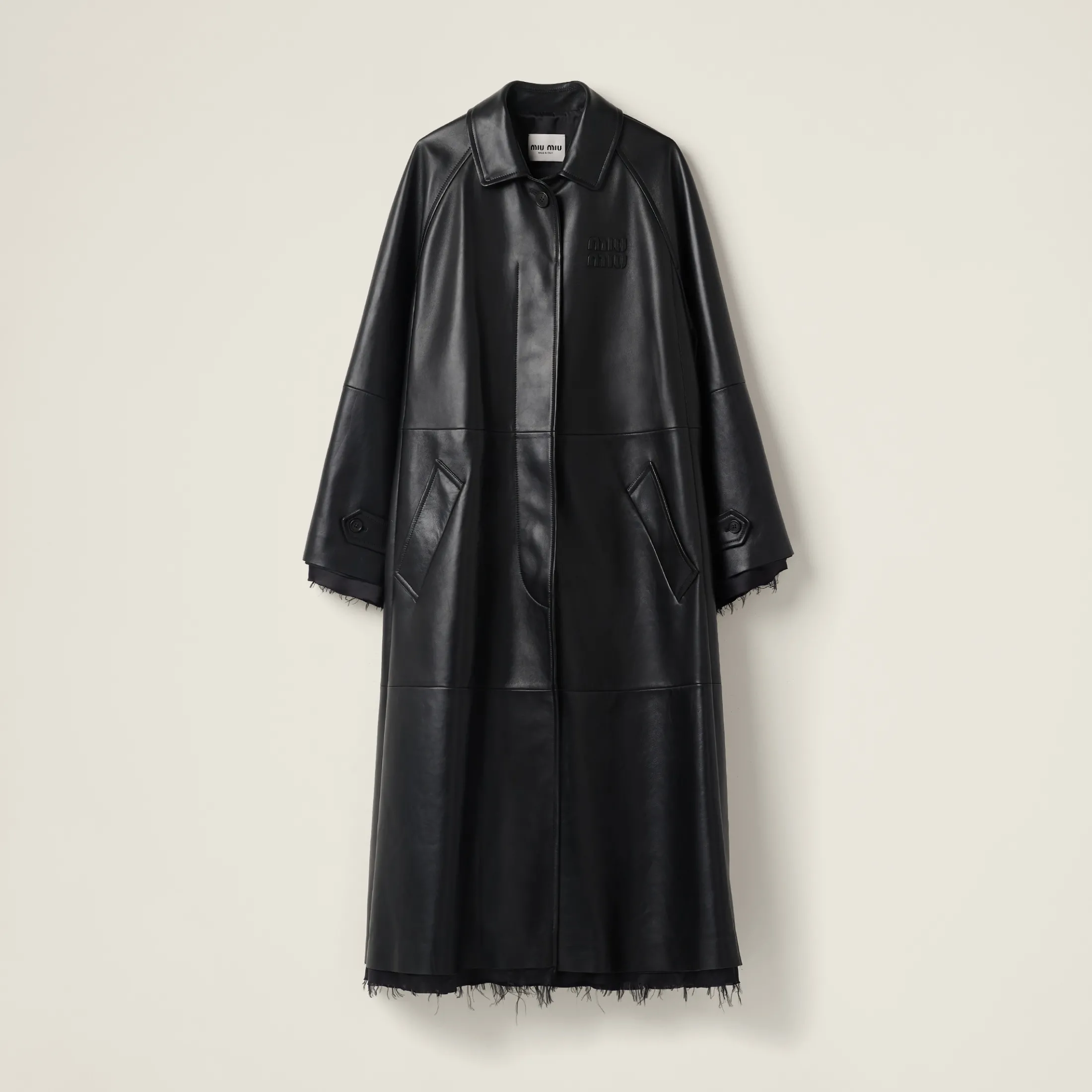 Black Nappa Leather Coat | Miu Miu