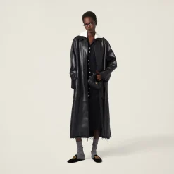 Black Nappa Leather Coat | Miu Miu