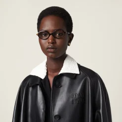 Black Nappa Leather Coat | Miu Miu