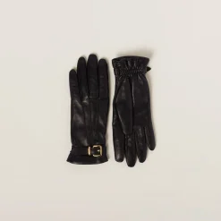 Black Nappa Leather Gloves | Miu Miu